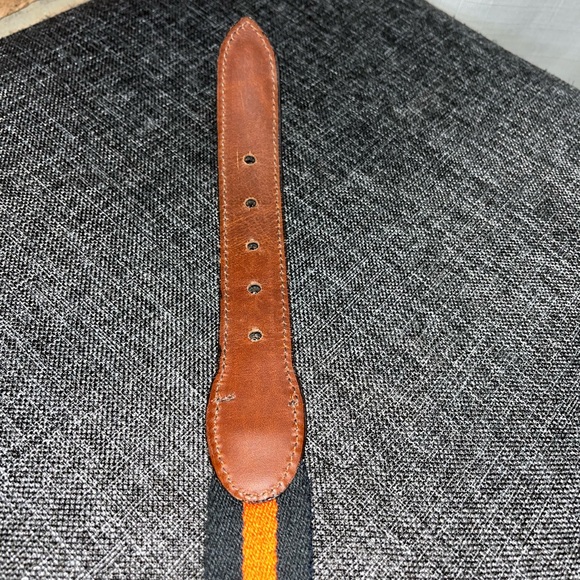 Barron’s Hunter Blue & Orange Grosgrain Leather Tab Belt Solid Brass buckel-  42 - Picture 7 of 8